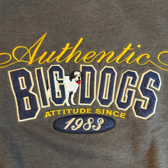 Vintage 1990’s Big Dogs Men's Charcoal Crewneck Sweatshirt w/ embroidered logo - Picture 2 of 8